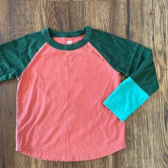 Tea Collection Long Sleeve Colorblock Tee, Size 3 - Picture 3 of 5